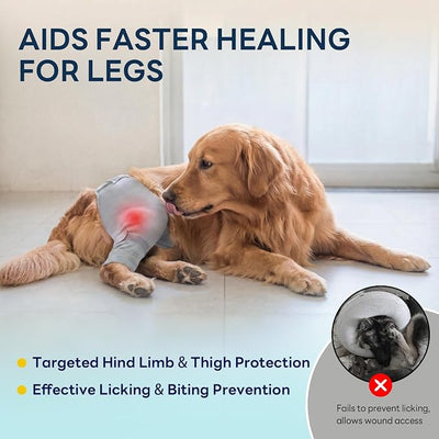 Dog Rear Leg Sleeve to Stop Licking, Upgraded Hind Leg Cover to Stop Slipping, for TPLO Surgery, Skin Conditions, Wounds, Breathable Soft Fabric, Dog Cone Alternative, Left, XL, Light Grey