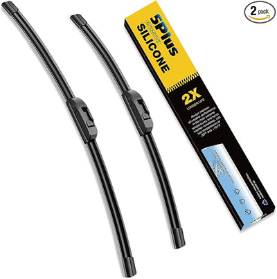 5 PLUS Premium Silicone Wiper Blades 28"+18" Front Windshield Wipers 2-PACK | All Weather Performance, Waterproof Rain Wiping, Streak-Free Visibility, Long Lasting Harsh Weather Design