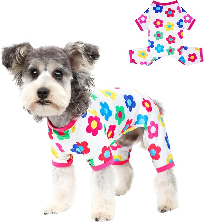 Dog Pajamas Spring Summer Dog Clothes for Small Medium Dogs Girl Boy Cute Soft Puppy Pjs Clothes Doggie Onesies Cat Pet Outfit (Rose,M)