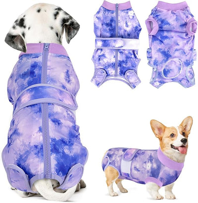 SlowTon Dog Surgery Recovery Suit - Zipper On Dog Onesies After Surgery for Female Male Dogs, Abdominal Wounds Bandages Cone/E-Collar Alternative Dogs Surgical Body Suit Anti-Licking (Purple, XXL)