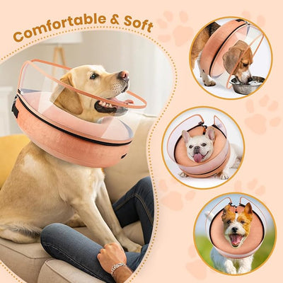 BARKLESS Dog Cone, Inflatable Dog Cone After Surgery, Soft Surgery Collar with Enhanced Anti-Licking Guard Shield for Pets, Patented Protective Donut Collar (Orange, M (Neck: 8"-11"))