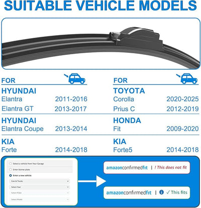 CJPPPZIW® Windshield Wipers -28"+14" Replacement for 2011-2016 Hyundai Elantra/2020-2025 Toyota Corolla/2012-2019 Toyota Prius C,OEM Quality Premium All-Season Wiper Blades (Set of 2)