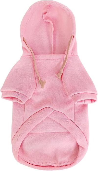Jecikelon Dog Hoodies for Small Dogs with Zipper Pocket, Soft Fleece Puppy Clothes with Rope Hat, Warm Winter Outfits Cold Weather Coats, Cute Sweatshirt Chihuahua Costume (Pink2, Small)