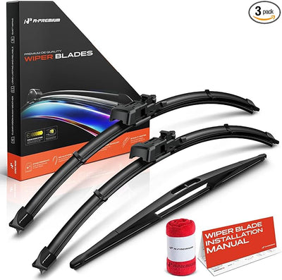A-Premium 24"+22"+16" Windshield Wiper Blades with Wear Indicator & Towel | Compatible with Volvo XC70 2005-2007, Front Rear Wipers Blade Set for TL2/Snap Claw Arm Connector, Pack of 3
