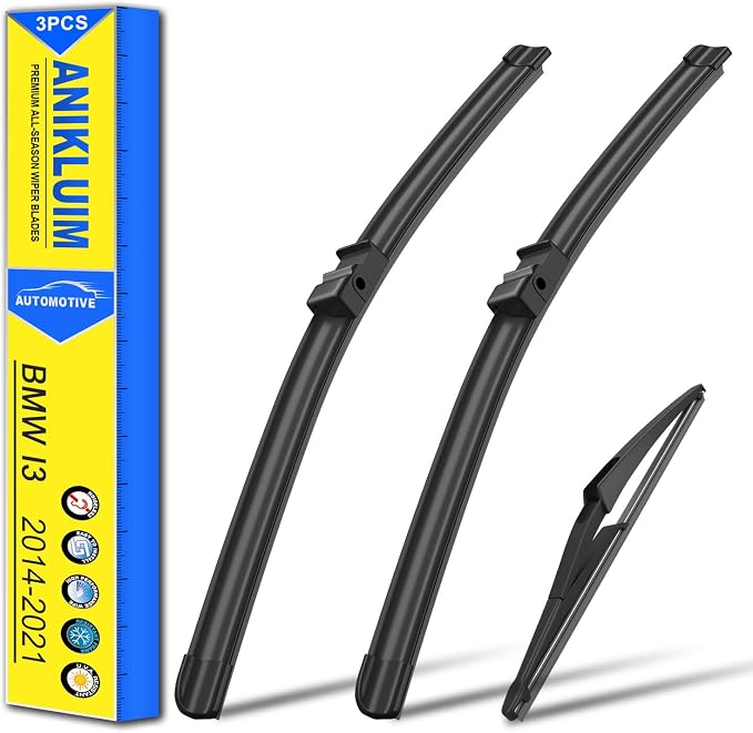 ANIKLUIM® Wiper Blades Replacement for BMW I3 2014-2021 Front and Rear Windshield Wipers,28 Inch+21 Inch+11 Inch Wipers Set,Durable and Quiet (Pack of 3)