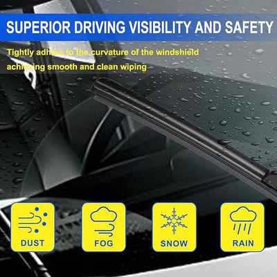 ANIKLUIM® 26"+17" Wiper Blades with 12" Rear Wiper Blade Set Replacement for 2010-2016 SRX Windshield Wipers Original Factory Quality (Pack of 3)