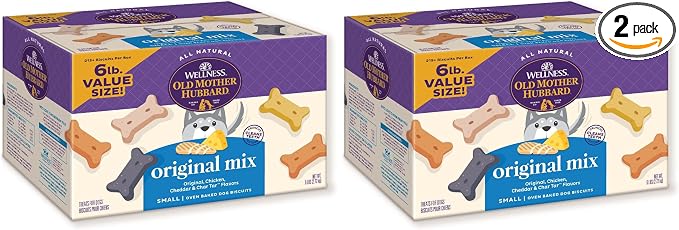 Old Mother Hubbard Wellness Original Mix Dog Biscuits,Natural,Training Treats,Four Flavors,Small Size,(6 Pound Bag),(Pack of 2)