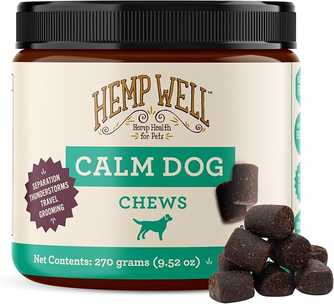 Calm Dog Soft Chews: 60 ct. Organic Hemp Infused with Melatonin - Calming Chews for Separation, Thunderstorms, and Stressful Situations