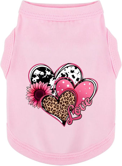 Discover Cozy Cotton Canine Wear: Soft, Lightweight, and Breathable Dog Shirt Vest with Eye-Catching Graphics (Hearts and Love), Keeping Your Furry Friend Comfy! Pink XXL