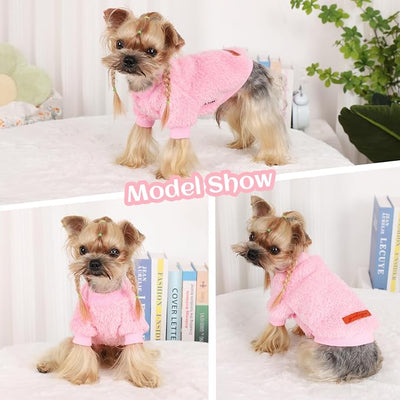 Dog Sweater Sweaters for Small Dogs Girl Purple Fleece Clothes Winter Soft Thickening Warm Puppy Boy Teacup Yorkie Chihuahua (XXS,Pink)