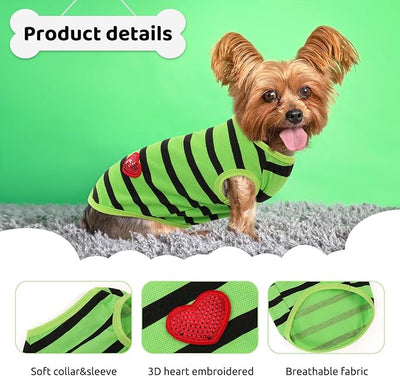 Dog Shirts for Medium Dogs, Striped T-Shirts Pets Vest Pet Apparel Tee Shirts Dog Tank Top Spring Summer Suitable for Chihuahua French Bulldog Bichon Shih Tzu