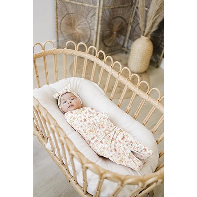 Konssy Baby Girl Newborn Receiving Blanket with Headband Set Baby Swaddle Nursery Swaddle Wrap