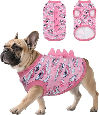CuteBone Dinosaur Costume Dog Shirt, Stretchy Velvet T-Shirt Clothes for Small Dogs, Soft & Breathable Pet Tee Outfit Cat Apparel for Daily Wear, Cozy Pullover Design Puppy Fashion COSBX05L