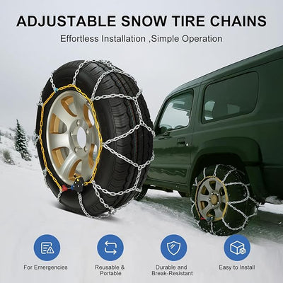 Auto Snow Chains Tire Chains For Cars Suv Pickup Trucks - Tightening 1Min Quick Install Tire-Chains, Reusable Emergency Tire Chains for Snow & Ice Traction (HKN120)