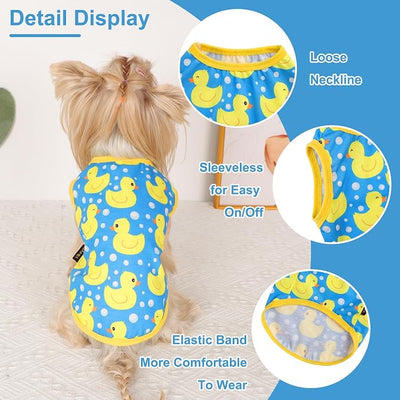 Dog Shirt Vest Dog Clothes for Small Dogs Boy Girl Stretchy Summer Puppy T-Shirts Soft Breathable Lightweight Puppy Sweatshirt Pet Cat Outfit (Blue Duck, Small)