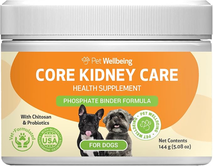 Core Kidney Care for Dogs - Daily Phosphate Binder, Supports Healthy Kidney Function with FOS, Chitosan, Probiotics - Veterinarian-Formulated 5.08 oz (144 g) Powder