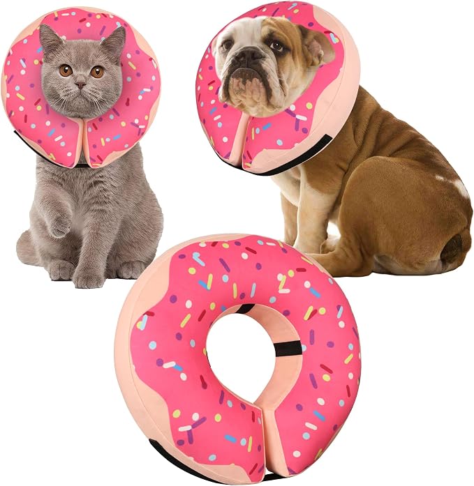 Inflatable Cone Collar for Large Medium Small Dogs, Soft Adjustable Recovery Collar for Dogs Cats,Dog Cone Neck Donut Alternative After Surgery(Pink,Medium