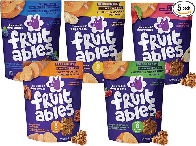 Fruitables Pumpkin Dog Treats, Variety Pack Of 5