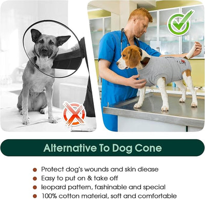 Kuoser Dog Recovery Suit for Male Dogs, Post-Surgery Bodysuit for Spay Neuter, Dog Onesie After Surgery, Anti-Licking Pet Surgical Recovery Suit, Gray XL