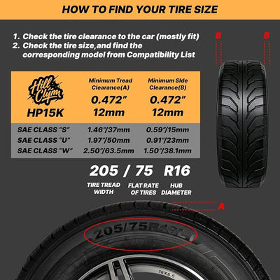 Auto Fixing Snow Chains for Car Tires, Tire Chains for Passenger Cars, Sedan, SUVs, Quick Fit & Easy Installation Snow Tire Chains, Portable Reusable Emergency Tire Traction Chain, Set of 2 (HPK-1555)