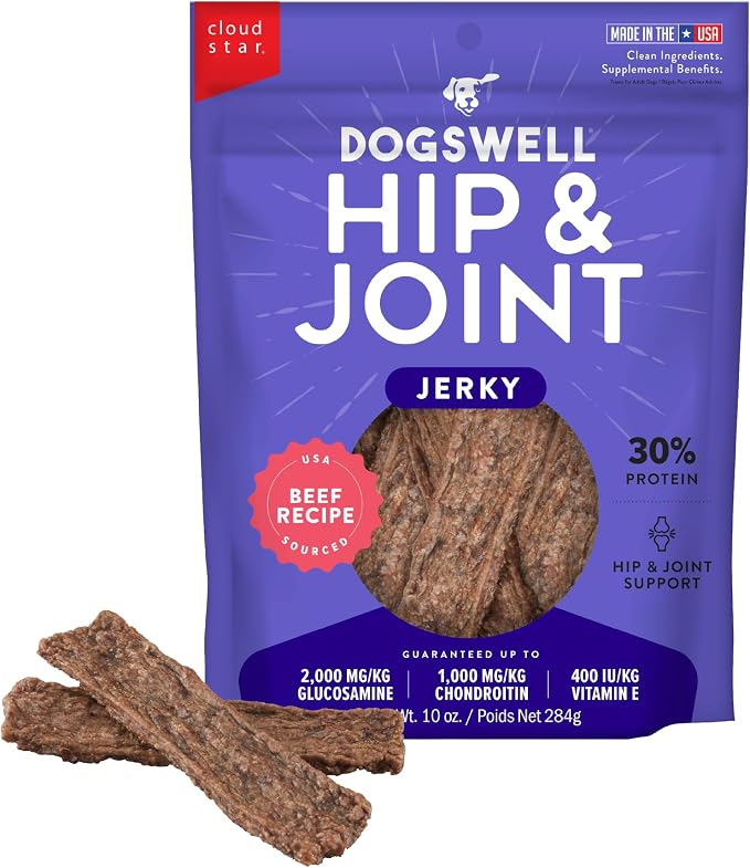 Hip & Joint Jerky Dog Treats, Beef, 10 oz. Pouch