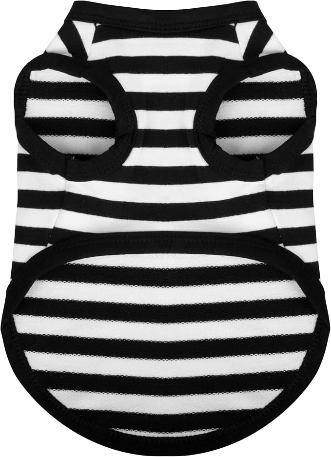 Paiaite Striped Shirt Happy Color Cotton Sleeveless Puppy Dog Shirts Breathable Pet Apparel Tank Top Colorful for Small Medium Dogs Black XS