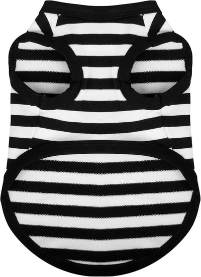 Paiaite Striped Dog Shirt Happy Color Cotton Sleeveless Puppy Shirts Breathable Pet Apparel Tank Top Colorful Puppy Sweatshirt Clothes for Small Medium Dogs Black XXS