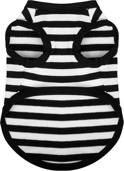 Paiaite Striped Shirt Happy Color Cotton Sleeveless Puppy Tank Top for Small Medium Dogs Black XL