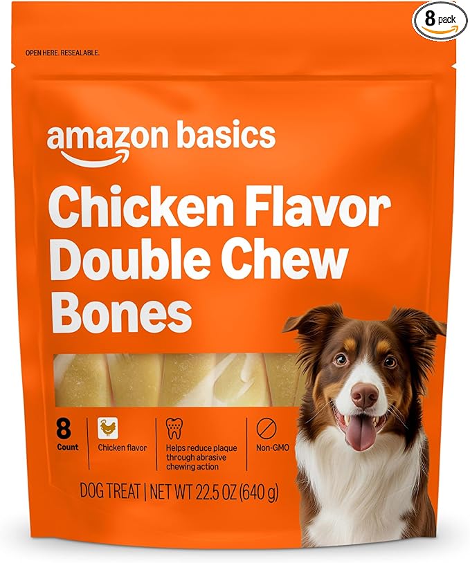 Double Chew Bone Dog Treats, Chicken - 8 Count, 1 Pack