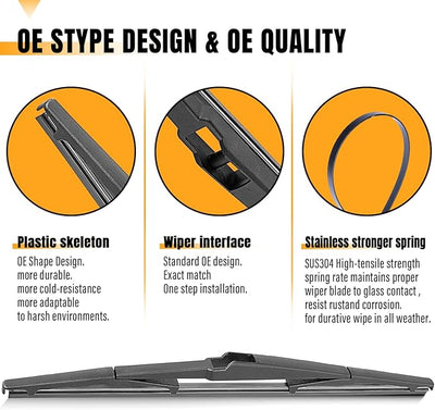 AUTOBOO 16 inch Rear Wiper Blade Replacement for Toyota Prius 2022 2021 2020 2019 2018-2004 Toyota Sienna 2011-2020, GX470 -Genuine OE Back Windshield Wiper Blade (Pack of 1)
