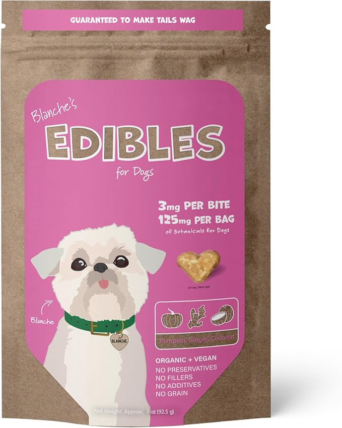 Blanche - 42 Dog Calming Treats - Stress & Relaxation Support - Natural Vegan Hemp Calming Chews for Dogs with Coconut Oil