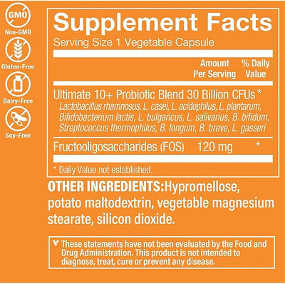 The Vitamin Shoppe Ultimate 10+ Probiotics 13 Billion CFUs, Digestive & Immune Support, Multi-Strain Probiotic Supplement for Men & Women, Gluten Free, Non GMO, Vegetarian, 60 Capsules