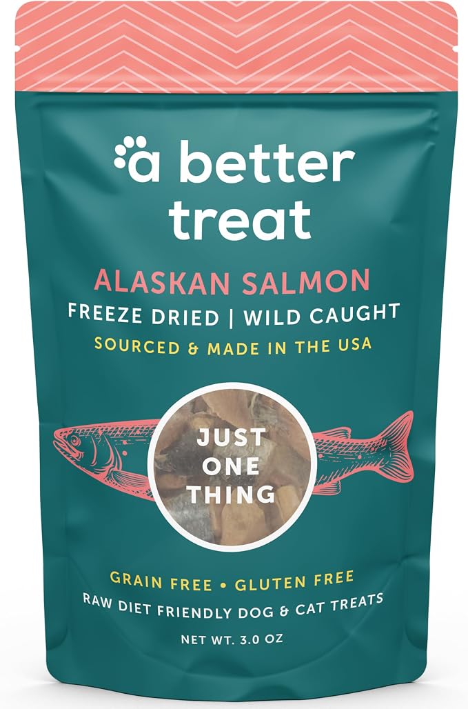 Freeze Dried Salmon Dog Treats, Wild Caught, Single Ingredient | Natural High Value | Gluten Free, Grain Free, High Protein, Diabetic Friendly | Natural Fish Oil | Made in the USA