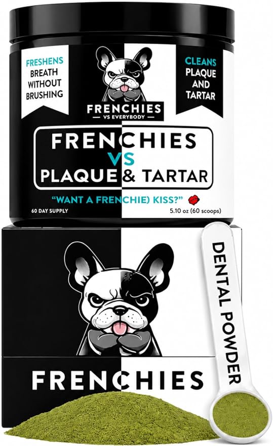 Frenchies vs Plaque & Tartar - Dog Dental Powder for Teeth Cleaning | Dog Breath Freshener & Teeth Cleaning Powder. Plaque remover & bad breath treatment. French Bulldog optimized, all breeds.
