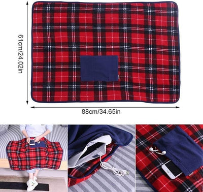 Portable USB Lap Heated Throw Blanket, Winter Warming Heating Blanket Throw Electric USB for Car Home Office Outdoor Removable Washing, Battery Operated