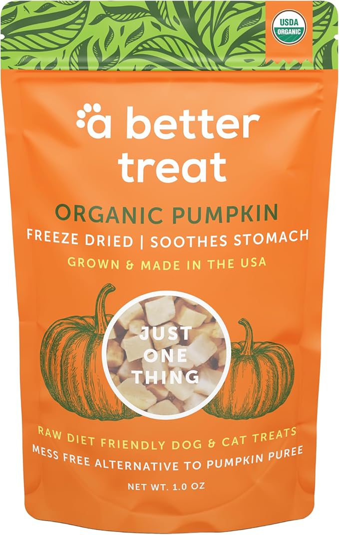 Freeze Dried Organic Pumpkin Dog and Cat Treats, Organic, Single Ingredient | Natural, Healthy, Diabetic Friendly | Made in The USA
