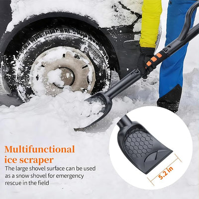 3-in-1 Ice Scraper for Car Windshield,25.8 inch Emergency Snow Shovel with 5.2inch Shovel Blade,Detachable Snow Scrapers with Ergonomic Soft Foam Grip for Cars, Trucks, SUVs, Vehicle(Orange)
