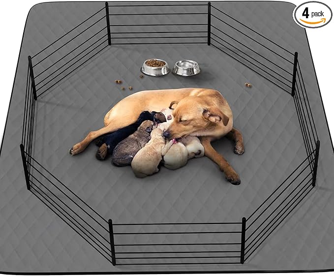 CoolShields Washable Puppy Dog Pee Pad, 18"X24" 4pcs Reusable Puppy Pads, Waterproof Whelping Training Mat for Playpen Crate, Floor, Bed,Sofa and Trunk [Premium Fabrics That can be Used by Humans]