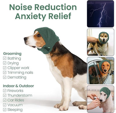 Nanaki Soft Dog Calming Hoodie Anxiety Relief Dog Ear Muffs Noise Protection Doggy Head Wrap Hematoma Fireworks Doggy Ear Cover for Bath Blow Drying Pet Head Cover Noise Cancelling Sleep Help Headband