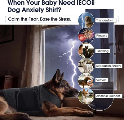 IECOii Dog Anxiety Vest, Breathable Calming Wrap, Dark Gray, Size XL | Helps Support Dogs During Separation Anxiety, Vet Visits, Grooming Appointments and Loud Noises,Adjustable Fit