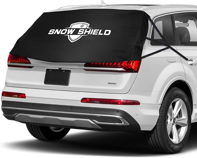 IC ICLOVER Rear Windshield Cover for SUVs and Trucks, 600D Rear Window Cover to Reduce Scraping, All Weather Back Window Cover for Ice & Snow, Car Windshield Frost Cover with Secure Hooks for Snug Fit