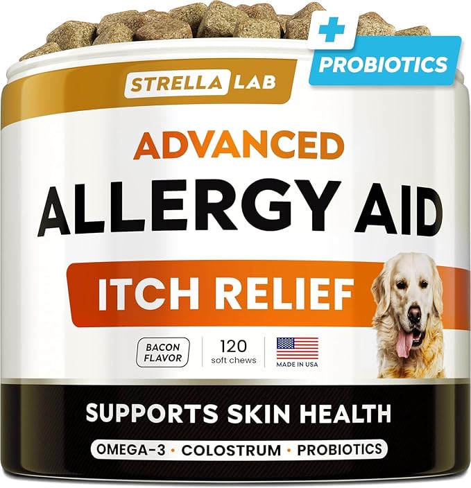 Dog Allergy Relief & Anti Itch Support Chews w/Omega 3: Real Ingredients, Real Taste! Skin & Coat Immune Supplement w/Fish Oil, Pumpkin & Enzymes — Developed by Experts - Made in USA -120Ct