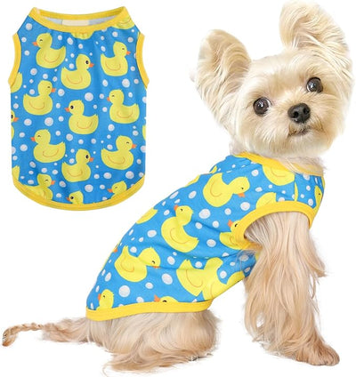 Dog Shirt Vest Dog Clothes for Small Dogs Boy Girl Stretchy Summer Puppy T-Shirts Soft Breathable Lightweight Puppy Sweatshirt Pet Cat Outfit (Blue Duck, Large)