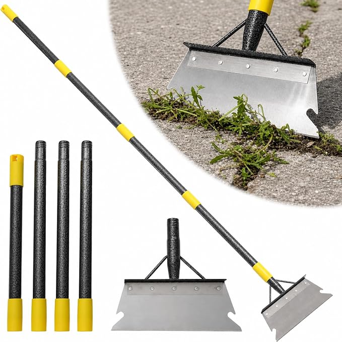 Garden Flat Shovel,74” Ice Scraper,Snow Shovel for Driveway, Stainless Steel Multifunctional Cleaning Shovels Chopper Floor Scraper for Outdoor Walkway Car Snow Ice Weeds Moss Removal