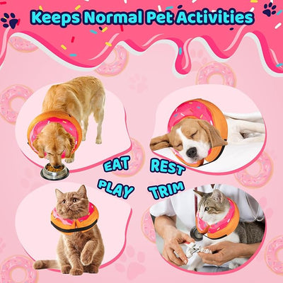 Grand Line Donut Inflatable Collar for Dogs and Cats, Soft Recovery Dog Cone After Surgery, Protective Pet Neck Cone for Small, Medium, Large Dogs, Not Block Vision (Pink, XL)