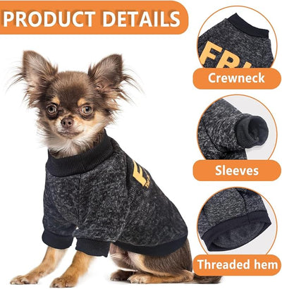 2 Pack Dog Sweaters for Small Dogs Black Fleece Sweater Chihuahua Clothes Pattern Small Dog Sweatshirt Puppy Clothes Fall Winter Pet Clothing, S