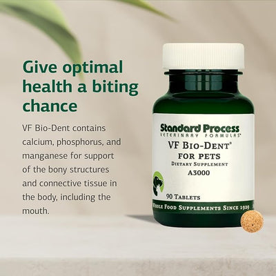 Standard Process VF Bio-Dent for Pets - Bone Growth & Healthy Tissue Support - Overall Mouth Health - Nutritional Supplement for Cats & Dogs - 90 Tablets