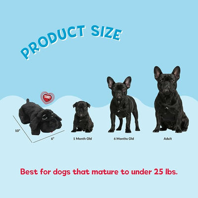 Snuggle Puppy Original Junior Heartbeat Puppy Toy for Small Breeds, Compact Plush Dog Toy with Real-Feel Pulse for Crate Time and Rest - Black