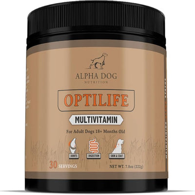 OptiLife Dog Multivitamin Powder - Adult Dog Multivitamin with Probiotics, Allergy Support, Joint Support, Skin & Coat Support - Dog Vitamins and Supplements - Multivitamin for Dogs (30 Servings)