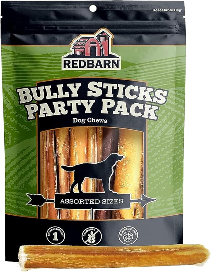 Pet Products All Natural 5"-8" Bully Sticks for Small & Large Dogs - Healthy Long Lasting Chews Variety Party Pack - 100% Beef Single Ingredient Low Odor Rawhide Free Dental Treats - 8 oz Bag